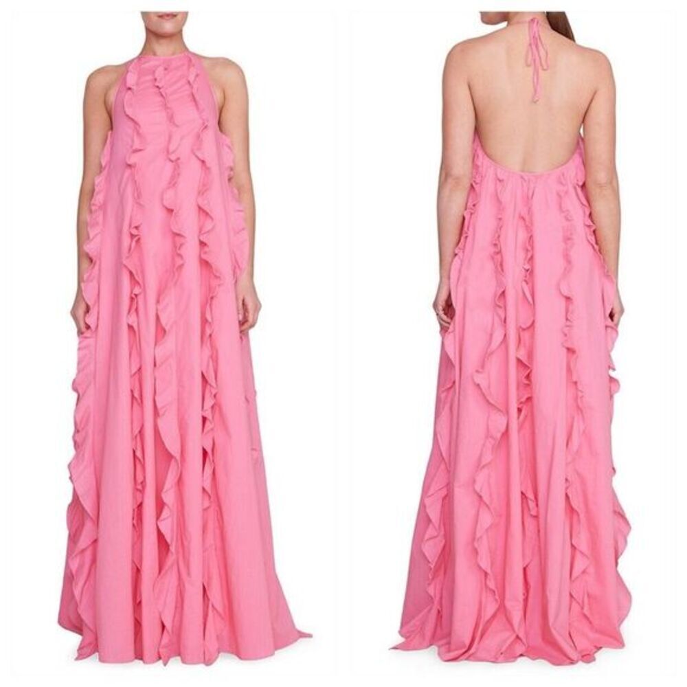 Staud Marika Ruffled Halter Gown Size M - Picture 2 of 15